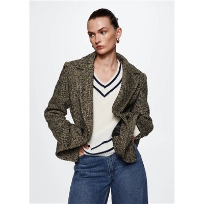 Abrigo lana jaspeado textura -  Mujer | MANGO OUTLET Melilla