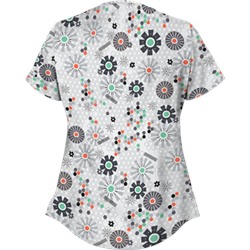 UA Honeycombs And Flowers Pewter Scrub Top