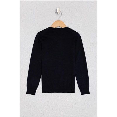 Erkek Çocuk Lacivert V - Yaka Triko Kazak