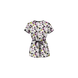 UA Party Paisley White Mock Wrap Print Scrub Top