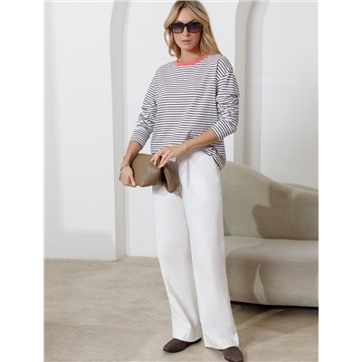 Лонгслив в полоску из премиального хлопка с эластаном