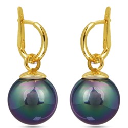 Серьги (Майорка 14мм темно-серый хамелеон; покрытие золото), Есть комплект