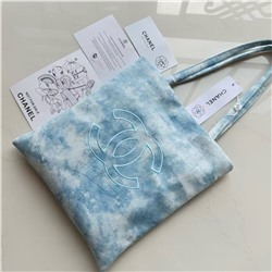 Тканевая сумка шопер в нежно-голубом цвете  Chane*l 🩷