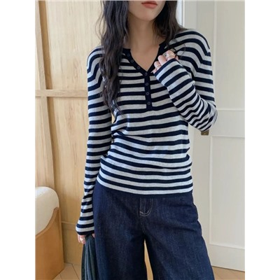 Лонг в рубчик с V вырезом