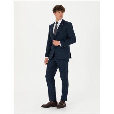 %100 Yün Lacivert Slim Fit Takım Elbise