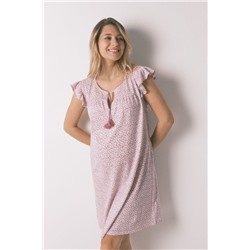 Camisón "maternity" algodón rosa volante