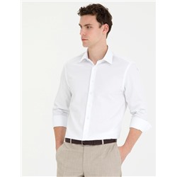 Beyaz Slim Fit Uzun Kollu Gömlek