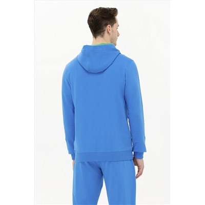 Erkek Saks Kapüşonlu Sweatshirt