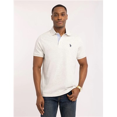 SOLID INTERLOCK POLO SHIRT WITH WOVEN TRIM