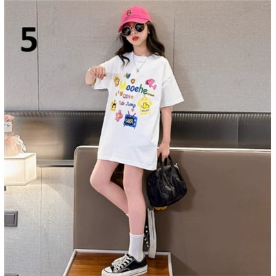 Хлопковые футболки для девочек (90-170) 10 Вариантов принтов