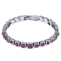 Браслет Теннис (кристаллы SW аметист 4мм; покрытие родий) 17-19см, Есть комплект