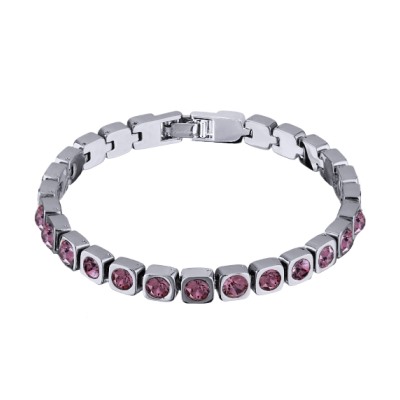 Браслет Теннис (кристаллы SW аметист 4мм; покрытие родий) 17-19см, Есть комплект