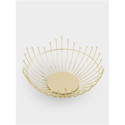 Корзина для фруктов, 27 см, металл, золотистая, Бусины, Spin