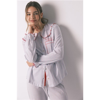 Pijama largo algodón cuello bobo