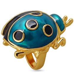 Кольцо Божья коровка (эмаль изумрудная, черная; покрытие золото), Есть комплект