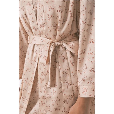 Bata holgada midi satén flor rosa