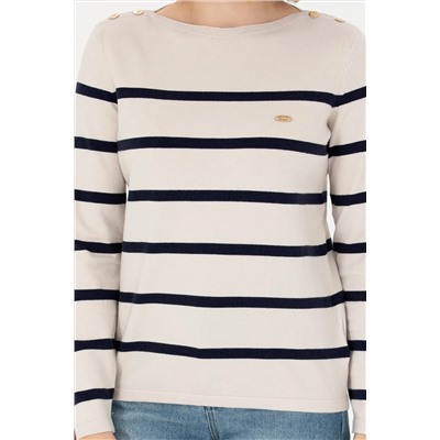 Kadın Krem Bisiklet Yaka Kazak