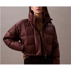 Classic Faux Leather Puffer Jacket