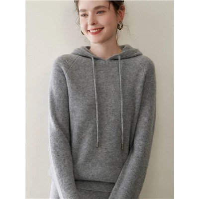 Женский вязаный шерстяной джемпер с капюшоном, толстовка Макс Мар*а