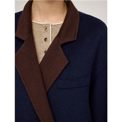 Синее полупальто оверсайз