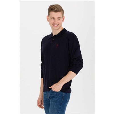 Erkek Lacivert Polo Yaka Triko Kazak