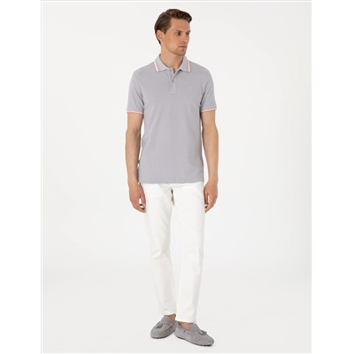 Açık Gri Slim Fit Polo Yaka Tişört