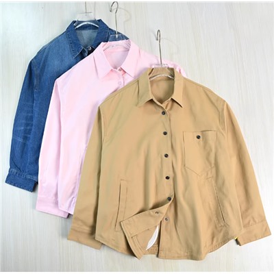 Свободная повседневная рубашка с длинным рукавом из хлопка и льняной смеси