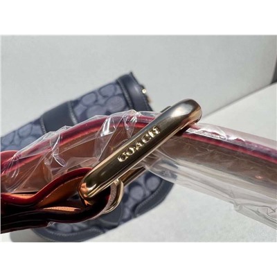Женская сумка  COAC*H4066 с логотипом Chambra*y GEORG*E, изготовлена из жаккардовой ткани с логотипом и воловьей кожи
