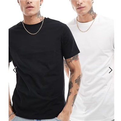 ASOS DESIGN 2 pack crew neck t-shirts in black and white
