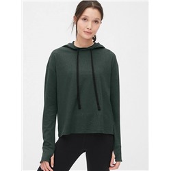 GapFit Open-Back Hoodie in Brushed Tech Jersey
