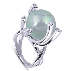 Кольцо (Майорка 14мм голубая; покрытие родий), Есть комплект