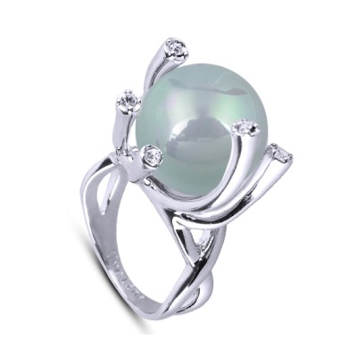 Кольцо (Майорка 14мм голубая; покрытие родий), Есть комплект