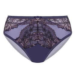 W26-0392-O2-BRO-LZ Briefs, Трусы-брифы со средней линией талии. Передняя деталь из кружева на подкладке из сетки. Задняя деталь из сетки с кружевными вставками., синий, 79% полиамид, 15% эластан, 6% хлопок