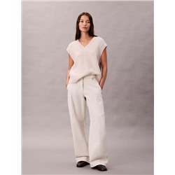 Cotton Canvas High Rise Pants