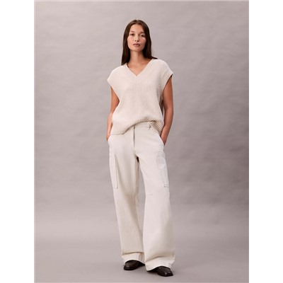 Cotton Canvas High Rise Pants