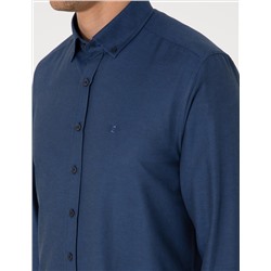 Lacivert Oxford Slim Fit Kolay Ütülenebilir Gömlek