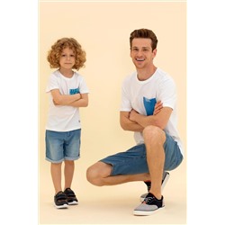 Erkek Beyaz Bisiklet Yaka Tişört