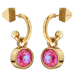 Серьги Теннис (кристаллы SW фуксия хамелеон 8мм; покрытие золото), Есть комплект