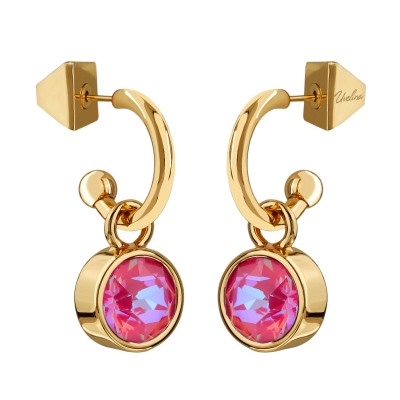 Серьги Теннис (кристаллы SW фуксия хамелеон 8мм; покрытие золото), Есть комплект