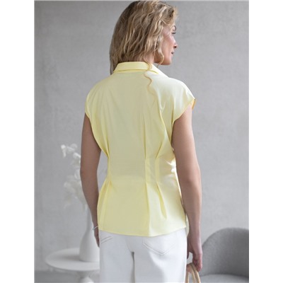 Блузка приталенного кроя с коротким рукавом из легкого хлопкового поплина с эластаном