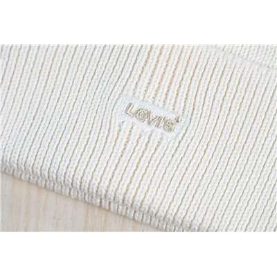 Зимняя теплая хлопковая шапка с вышитыми буквами и объемной вязкой ЛАКОСТ*Е