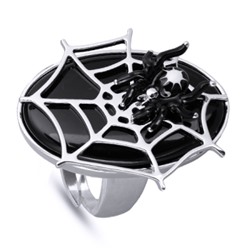 Кольцо Паук (эмаль черная, белая; покрытие родий), Есть комплект