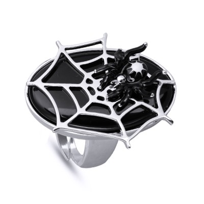 Кольцо Паук (эмаль черная, белая; покрытие родий), Есть комплект