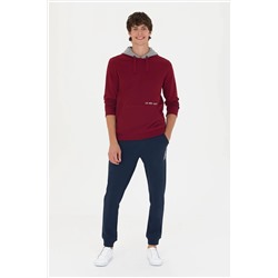 Erkek Bordo Kapüşonlu Sweatshirt