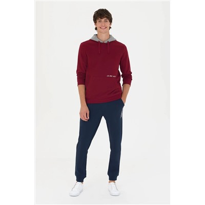 Erkek Bordo Kapüşonlu Sweatshirt