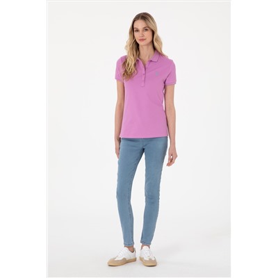 Kadın Fuşya Basic Polo Yaka Tişört