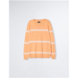 Striped Knitted Jumper, Men, Light Orange