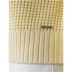 Укороченный джемпер с широкими рукавами рельефной вязки из хлопка с акрилом