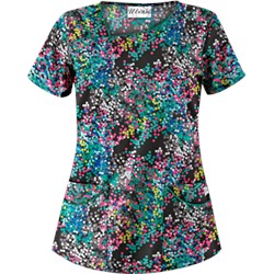 UA Pop Dots Black Asymmetrical Scrub Top