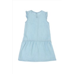 Kız Çocuk Açık Mavi Kolsuz Jean Elbise